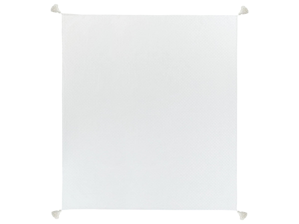 Bedspread Off-White Cotton 220 x 200 cm with Tassels Decorative Throw Bedding Bedroom Beliani