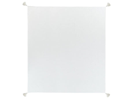 Bedspread Off-White Cotton 220 x 200 cm with Tassels Decorative Throw Bedding Bedroom Beliani