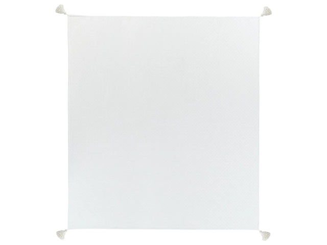 Bedspread Off-White Cotton 220 x 200 cm with Tassels Decorative Throw Bedding Bedroom Beliani