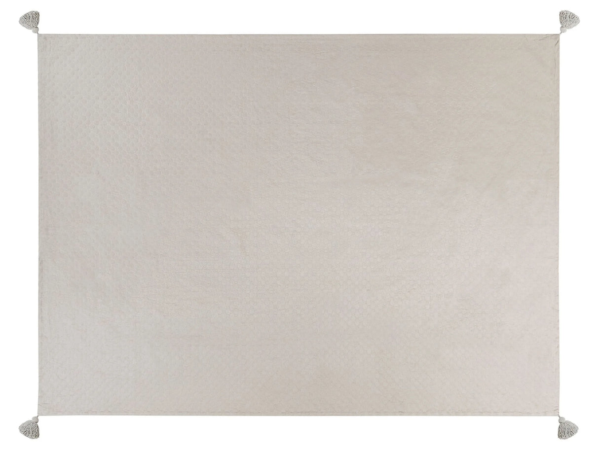 Bedspread Taupe Cotton 150 x 200 cm with Tassels Decorative Throw Bedding Bedroom Beliani