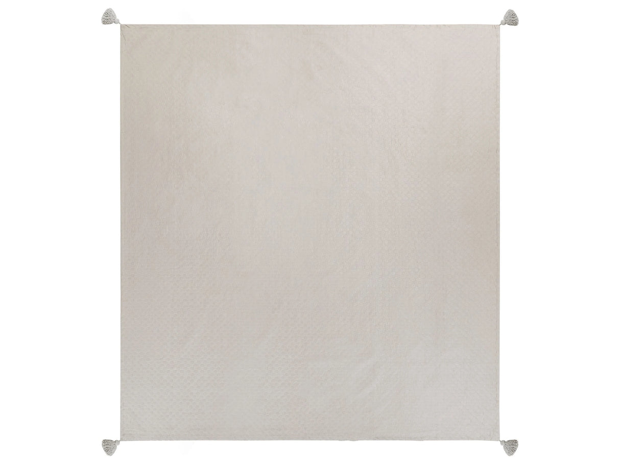Bedspread Taupe Cotton 220 x 200 cm with Tassels Decorative Throw Bedding Bedroom Beliani