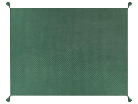 Bedspread Green Cotton 150 x 200 cm with Tassels Decorative Throw Bedding Bedroom Beliani