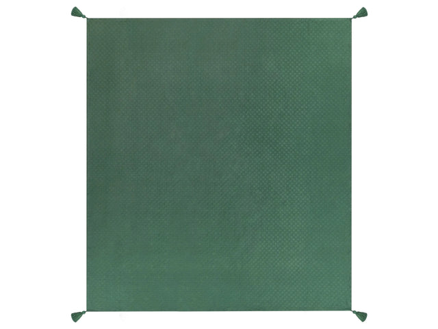 Bedspread Green Cotton 220 x 200 cm with Tassels Decorative Throw Bedding Bedroom Beliani