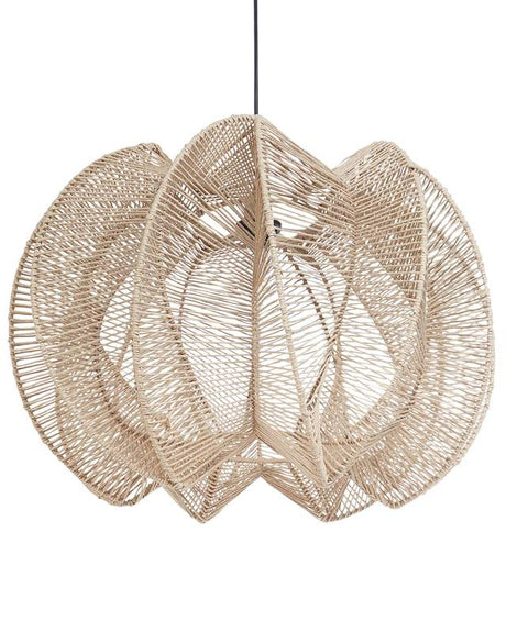 Hanging Pendant Lamp Natural Paper Rope Boho Style Lighting Beliani