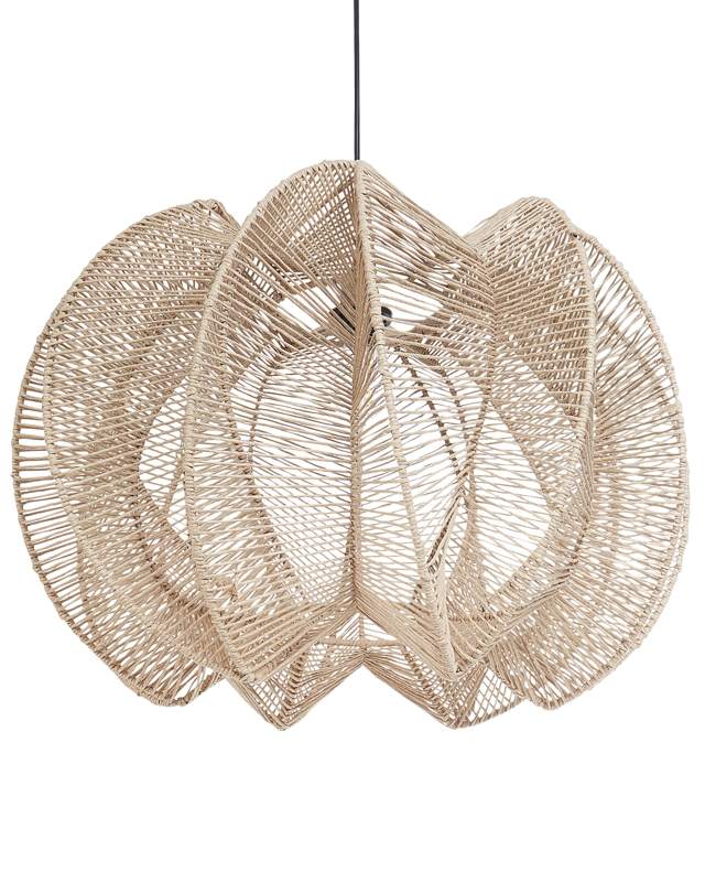 Hanging Pendant Lamp Natural Paper Rope Boho Style Lighting Beliani