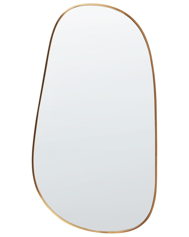 Wall Mirror Gold Metal Frame 57 x 110 cm Aluminium Irregular Shape with Hooks Modern Style Wall Decor Beliani