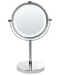 Lighted Table Mirror Silver Metal  20 cm Double Sided Magnifying LED Lights Beliani