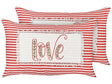 Set of 2 Scatter Cushions Red and White Cotton 30 x 50 cm Throw Pillows Cotton Striped Pattern Cover Beliani