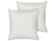 Set of 2 Scatter Cushions White Cotton 45 x 45 cm Throw Pillows Cotton Braided Pattern Cover Beliani