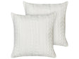 Set of 2 Scatter Cushions White Cotton 45 x 45 cm Throw Pillows Cotton Braided Pattern Cover Beliani
