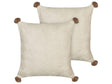 Set of 2 Scatter Cushions Beige Cotton 45 x 45 cm Throw Pillows Cotton Braided Pattern Cover Beliani