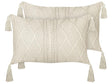 Set of 2 Scatter Cushions Light Beige Cotton 30 x 50 cm Throw Pillows Cotton Braided Pattern Cover Beliani