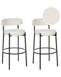 Set of 2 Bar Stools White Boucle Black Steel Legs Modern Design Dining Room Seating Beliani