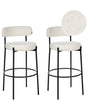 Set of 2 Bar Stools White Boucle Black Steel Legs Modern Design Dining Room Seating Beliani