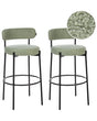 Set of 2 Bar Stools Light Green Boucle Black Steel Legs Modern Design Dining Room Seating Beliani