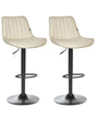 Set of 2 Bar Stools Light Beige Faux Leather Height Adjustable with Swivel and Footrest Beliani