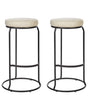 Set of 2 Bar Stools Light Beige Faux Leather Kitchen Island Counter Chair Beliani