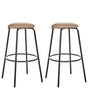 Set of 2 Bar Stools Light Brown Velvet with Footrest Kitchen Island Chair Beliani