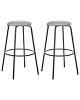 Set of 2 Bar Stools Mint Green Velvet with Footrest Kitchen Island Chair Beliani
