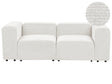 2 Seater Modular Sofa White Corduroy Sectional Couch Sofa with Black Legs Modern Living Room Beliani