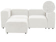 2 Seater Modular Sofa with Ottoman White Corduroy Sectional Couch Sofa with Black Legs Modern Living Room Beliani