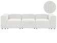 3 Seater Modular Sofa White Corduroy Sectional Couch Sofa with Black Legs Modern Living Room Beliani