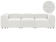 3 Seater Modular Sofa White Corduroy Sectional Couch Sofa with Black Legs Modern Living Room Beliani