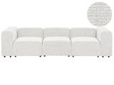3 Seater Modular Sofa White Corduroy Sectional Couch Sofa with Black Legs Modern Living Room Beliani