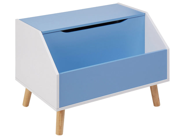 Storage Cabinet Box Blue MDF Rubberwood Legs with Lid Shelf for Kids Room Modern Style Beliani