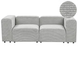 2 Seater Modular Sofa Grey Corduroy Sectional Couch Sofa with Black Legs Modern Living Room Beliani