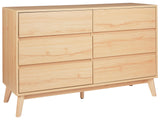 Chest of Drawers Light Wood Particle Board 6 Drawers Pine Wood Legs Modern Design Bedroom Living Room Beliani