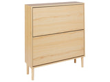 Shoe Storage Cabinet Light Wood Particle Board Rubber Wood Legs 2 Compartments Modern Design Hallway Beliani