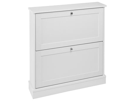 Shoe Storage Cabinet White Particle Board Legs 2 Compartments Modern Design Hallway Beliani