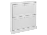Shoe Storage Cabinet White Particle Board Legs 2 Compartments Modern Design Hallway Beliani