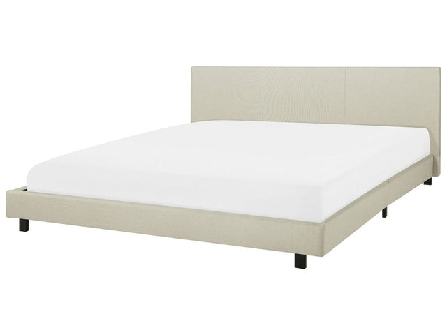 EU Super King Size Waterbed Beige Fabric Upholstered 6ft with Mattress Headrest Modern Design Beliani