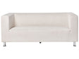 3 Seater Sofa White Chenille Silver Metal Legs Track Arm Modern Design Beliani