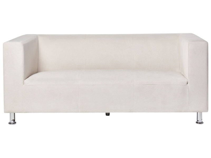 3 Seater Sofa White Chenille Silver Metal Legs Track Arm Modern Design Beliani