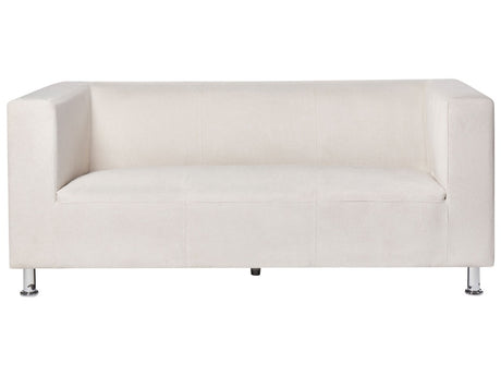 3 Seater Sofa White Chenille Silver Metal Legs Track Arm Modern Design Beliani