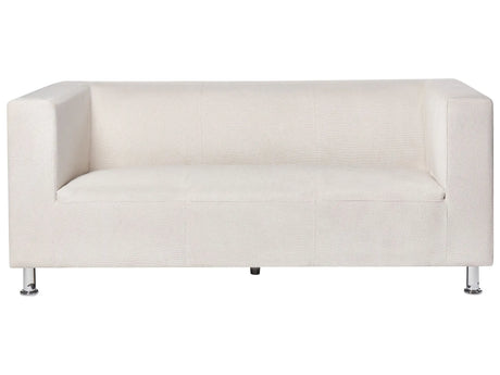 3 Seater Sofa White Chenille Silver Metal Legs Track Arm Modern Design Beliani