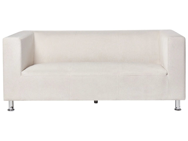 3 Seater Sofa White Chenille Silver Metal Legs Track Arm Modern Design Beliani