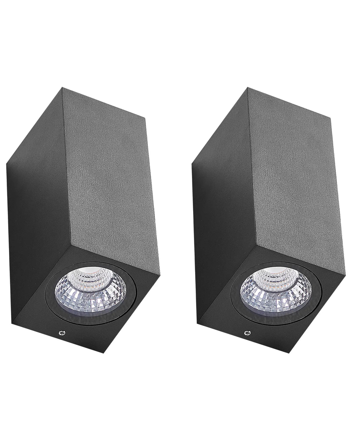 Set of 2 Outdoor Wall LED Light Lamps Black Aluminium Glass 15 cm External Modern Design Garden Patio Beliani