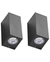 Set of 2 Outdoor Wall LED Light Lamps Black Aluminium Glass 15 cm External Modern Design Garden Patio Beliani