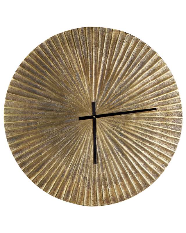 Wall Clock Brass Finish Aluminium ø 59 cm Living Room Dining Room Decoration Beliani