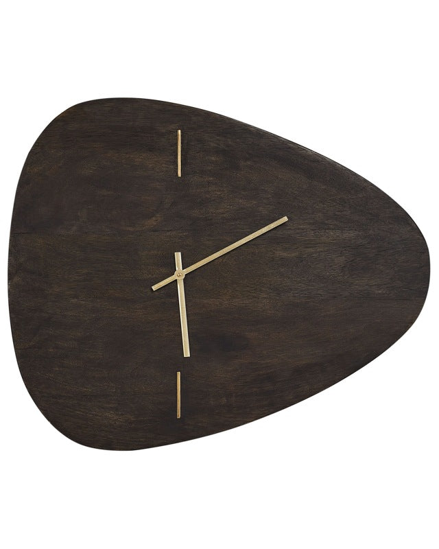 Wall Clock Black Mango Wood 56 x 47 cm Irregular Shape with Gold Accents Beliani