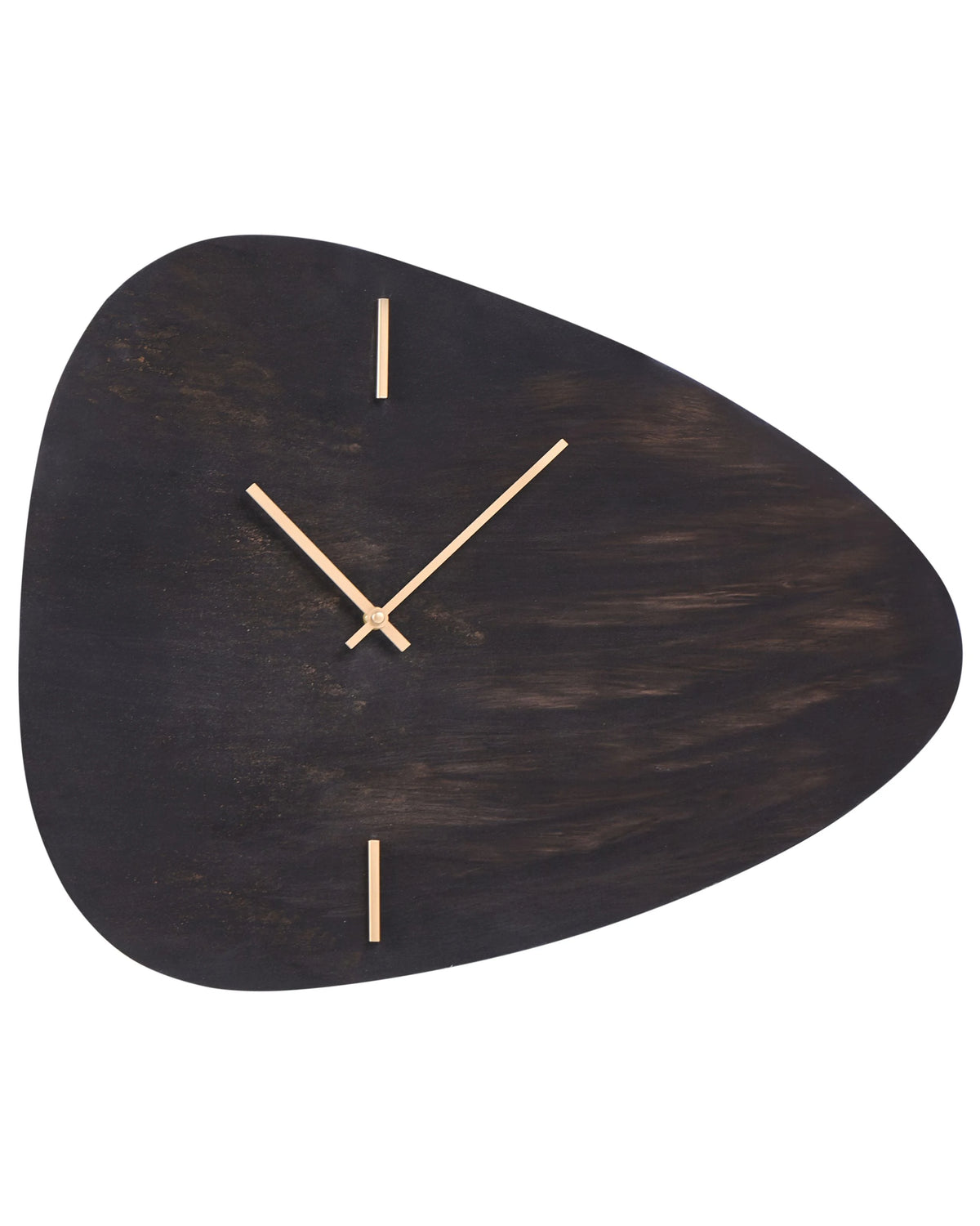 Wall Clock Dark Brown MDF 56 x 47 cm Irregular Shape with Gold Accents Beliani