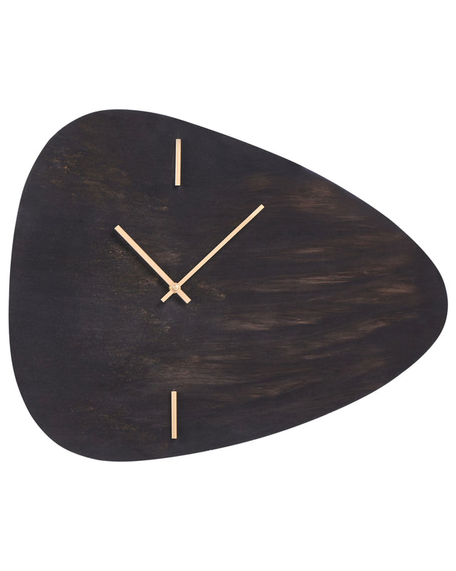 Wall Clock Dark Brown MDF 56 x 47 cm Irregular Shape with Gold Accents Beliani