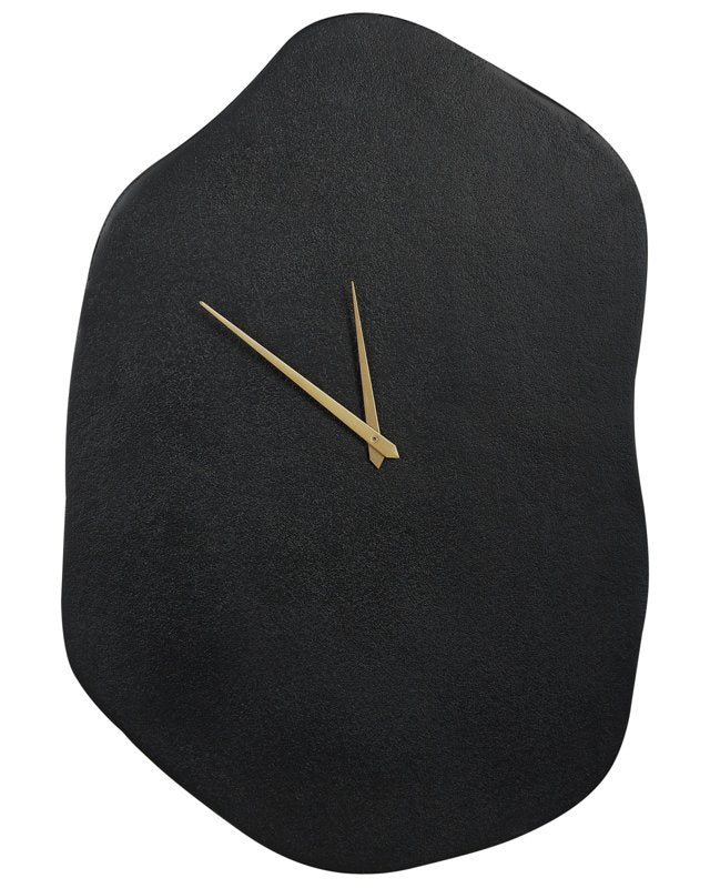 Wall Clock Black Aluminium 64x44 cm Irregular Shape Gold Hands Decorations Beliani