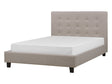 EU Double Size Bed Light Grey Fabric 4ft6 Upholstered Frame Buttoned Headrest Beliani