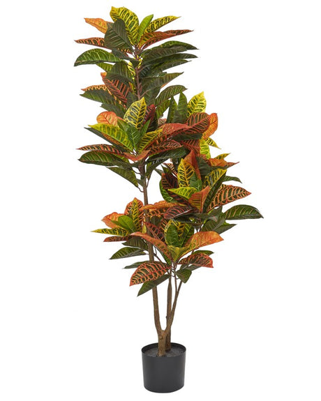 Artificial Potted Plant Green and Black Synthetic Material 140 cm Croton Decorative Indoor Accessory Beliani