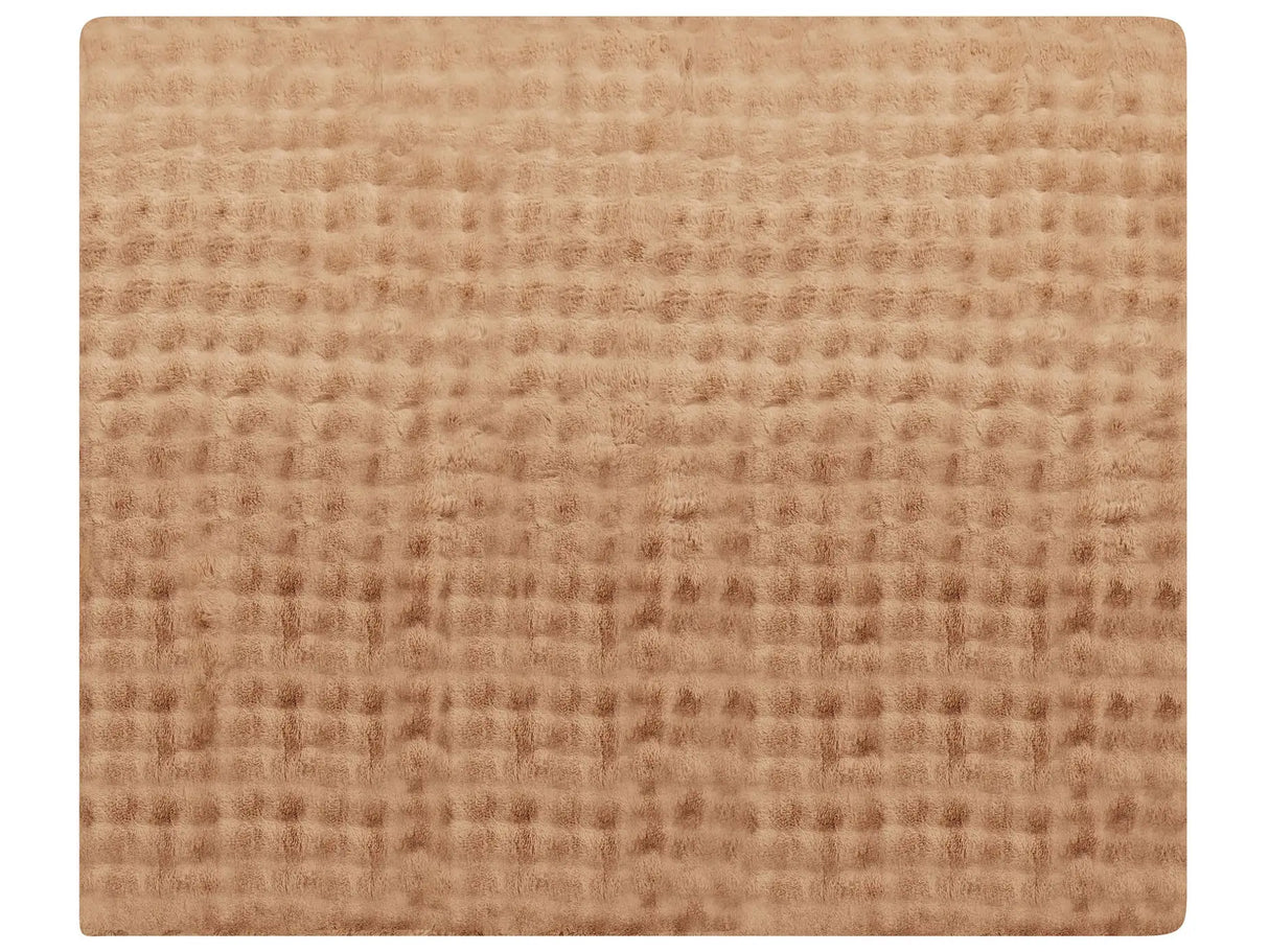 Bedspread Blanket Brown Soft Faux Rabbit Fur Fabric 200 x 220 cm Shaggy Blanket Bedding Beliani